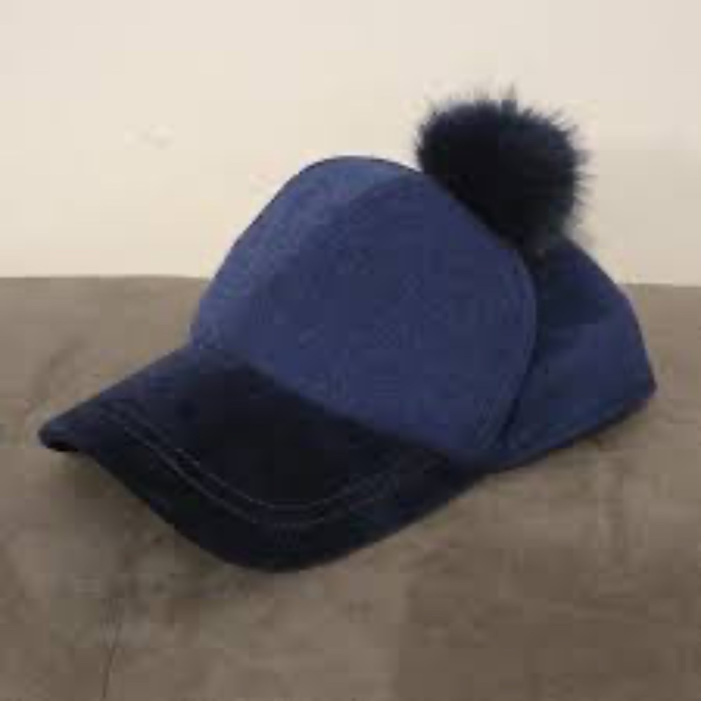 Paul Smith Blue Wool Pom Pom Baseball Cap